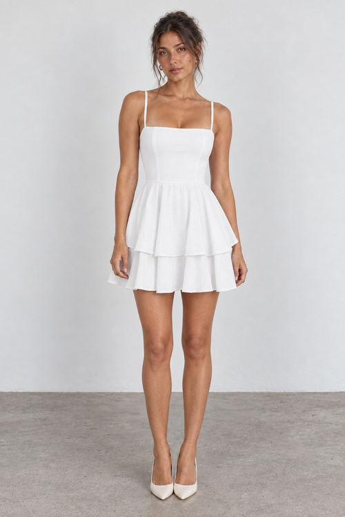 Alice Mini Dress — White front studio photograph