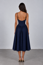 Navy Cotton Midi Dress