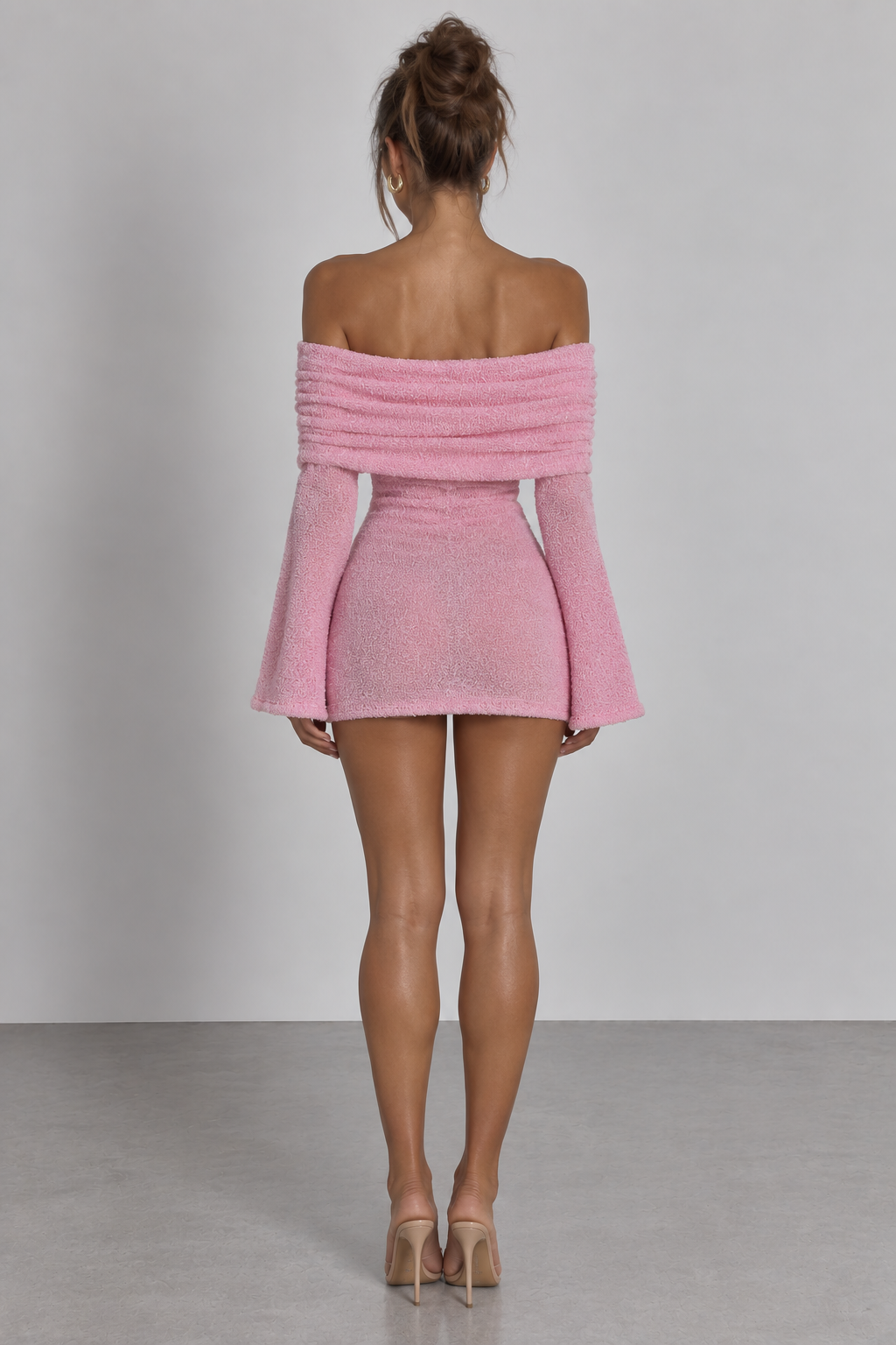 Fuzzy Bardot Mini Dress