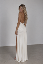 White Halter Maxi Dress