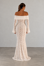 Crinkle Lace Off-Shoulder Maxi Dress