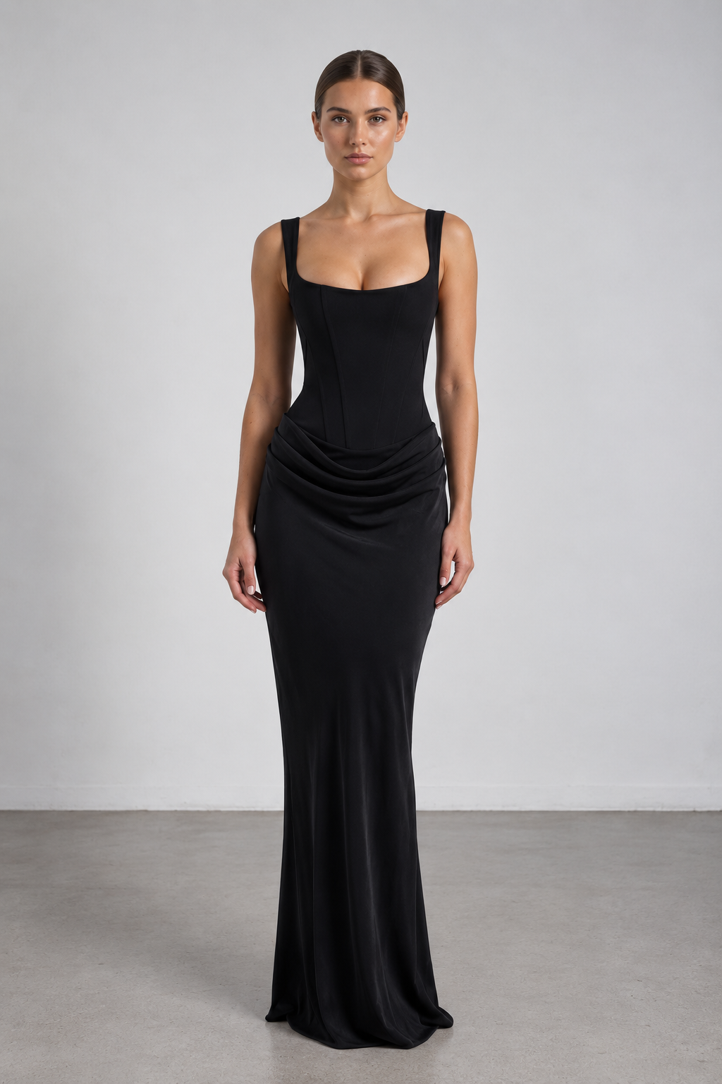 Corset Ruched Maxi Dress