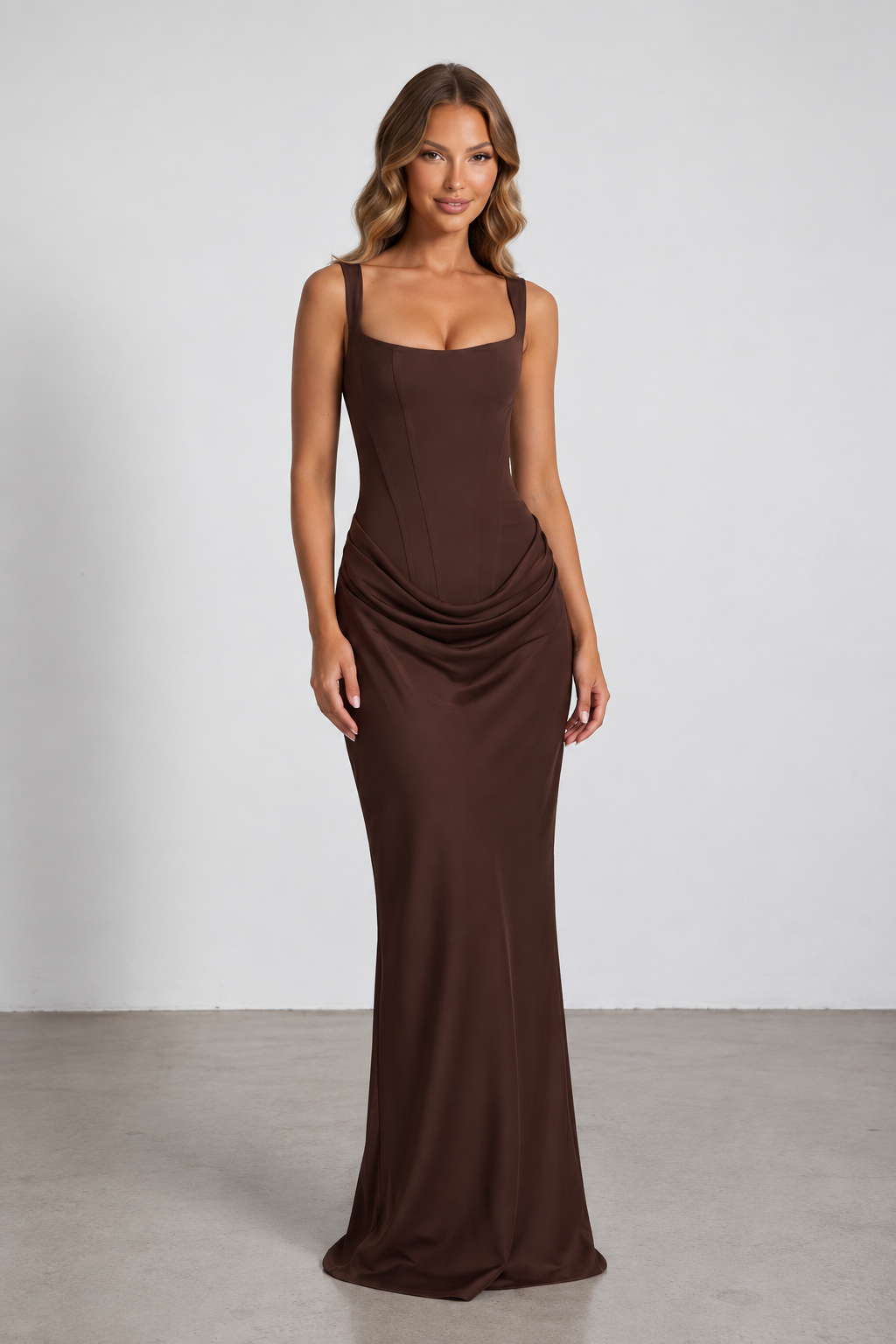 Corset Ruched Maxi Dress