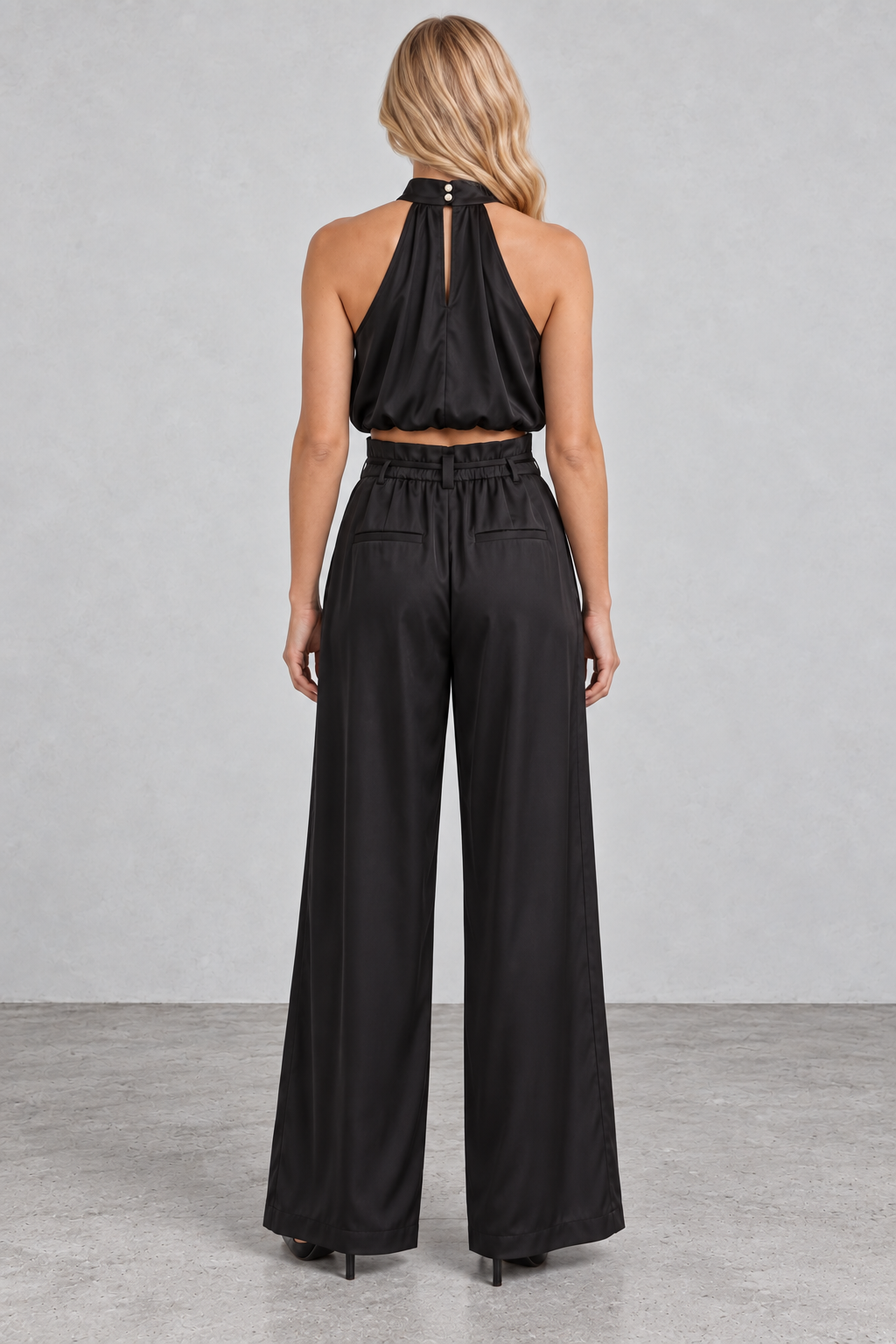 Satin Halter Wide-Leg Set