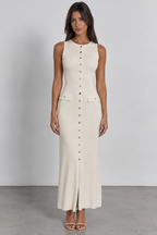 Sleeveless Button-Front Midi Dress