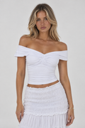 Ruched Twist-Front Off-Shoulder Top