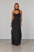 Polka Dot Halter Maxi Dress