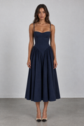 Navy Cotton Midi Dress