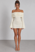 Fuzzy Bardot Mini Dress