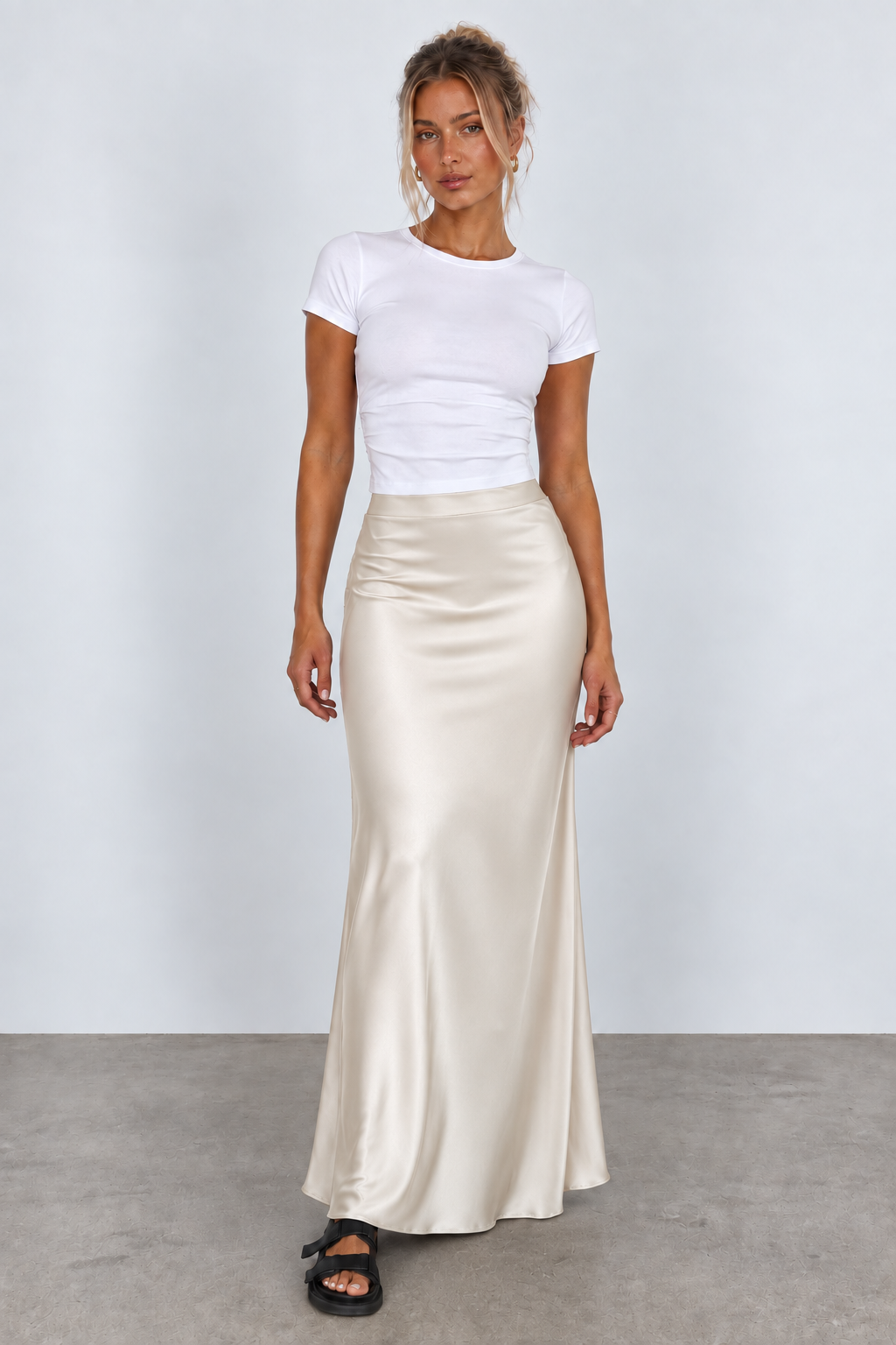 Black Flared Maxi Skirt
