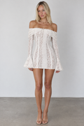 Crinkle Lace Off-Shoulder Mini Dress