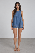 Sleeveless Swing Denim Set