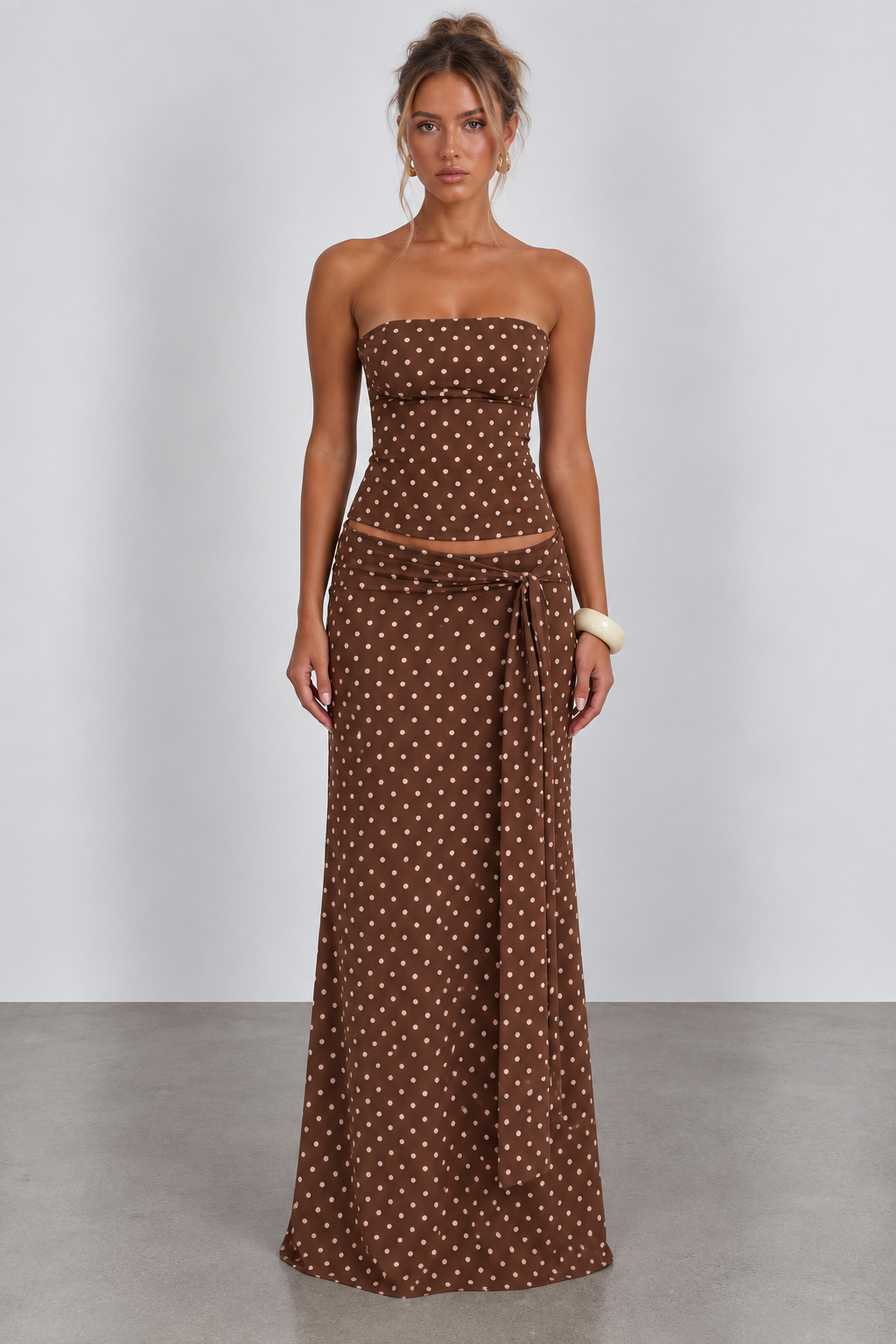 Strapless Polka Dot Cutout Set