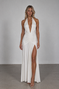 White Halter Maxi Dress