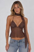 Ruffa Polka Dot Backless Top
