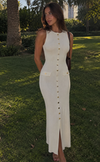 Sleeveless Button-Front Midi Dress