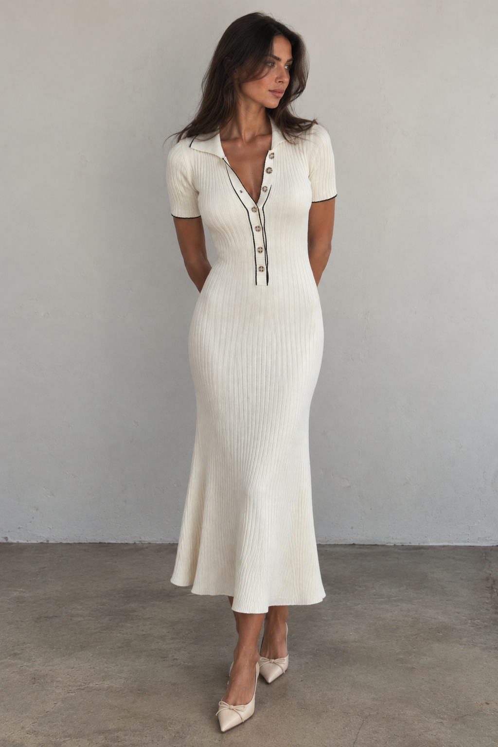Ribbed Knit Midi Dress