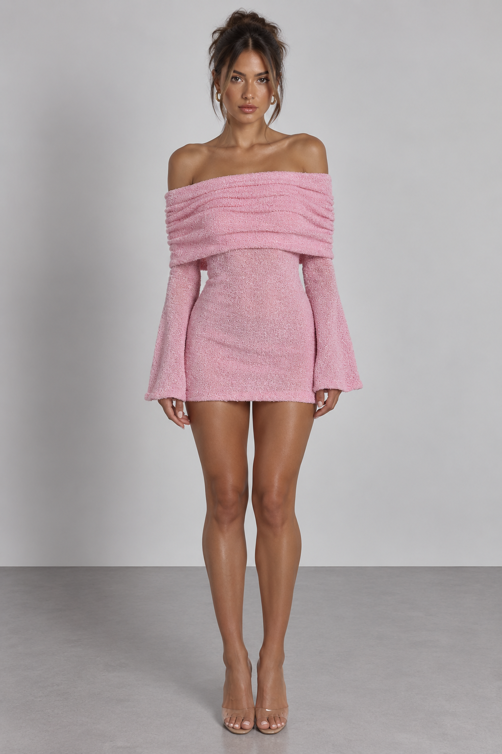 Fuzzy Bardot Mini Dress