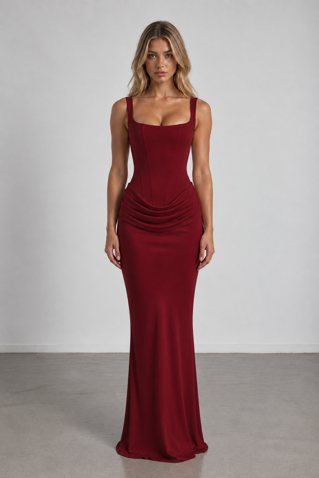 Corset Ruched Maxi Dress