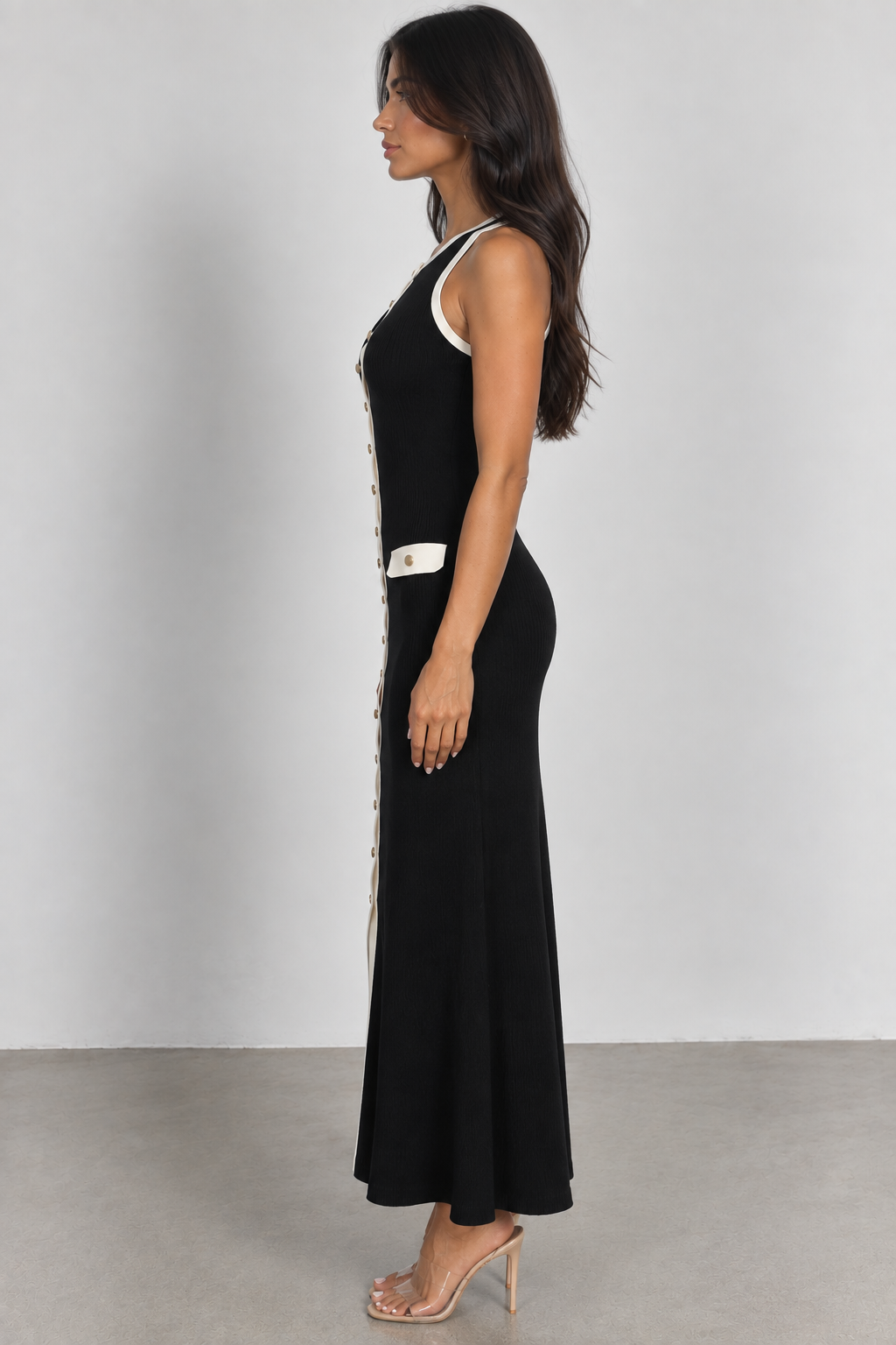 Sleeveless Button-Front Midi Dress