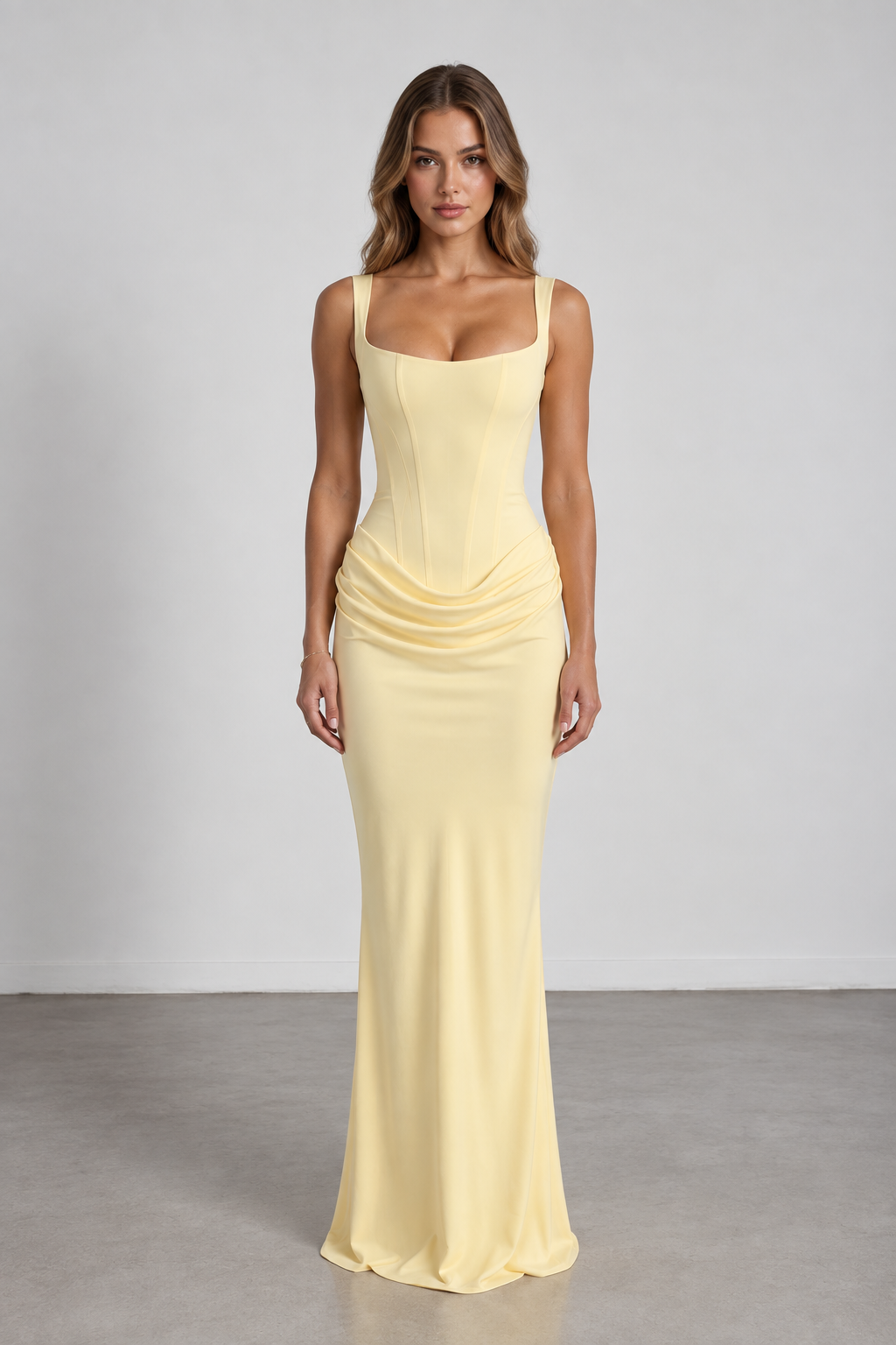 Corset Ruched Maxi Dress