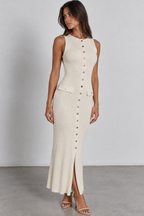 Sleeveless Button-Front Midi Dress