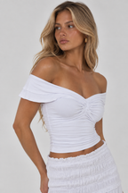Ruched Twist-Front Off-Shoulder Top