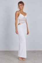 Plunge Mesh Cutout Maxi Dress