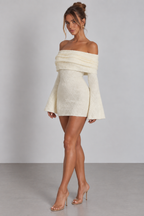 Fuzzy Bardot Mini Dress