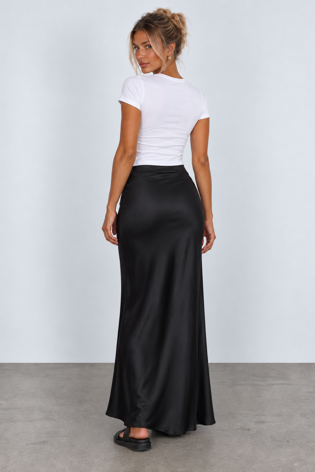 Black Flared Maxi Skirt