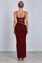Plunge Mesh Cutout Maxi Dress