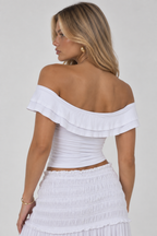 Ruched Twist-Front Off-Shoulder Top