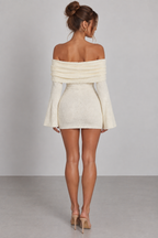 Fuzzy Bardot Mini Dress
