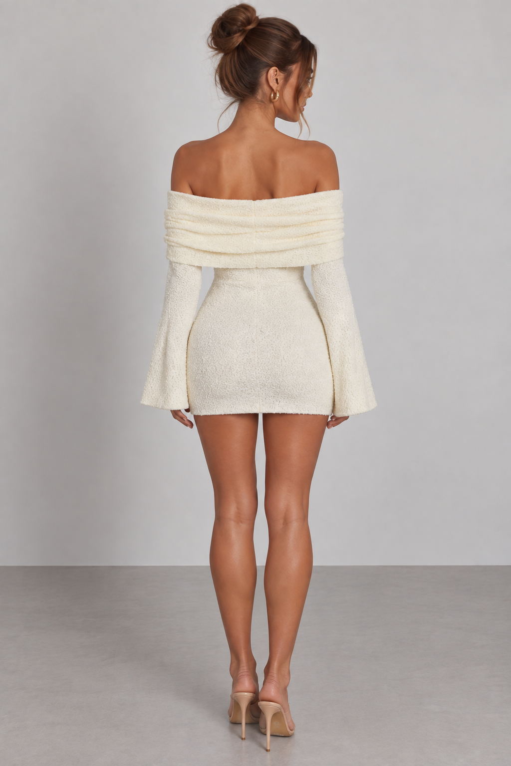 Fuzzy Bardot Mini Dress