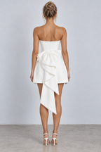 Pearl Trim Bow Mini Dress