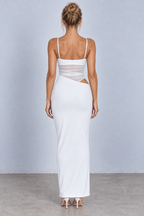 Plunge Mesh Cutout Maxi Dress