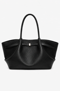 Black Pebbled Faux Leather Tote Bag
