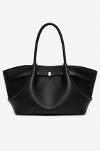 Black Pebbled Faux Leather Tote Bag