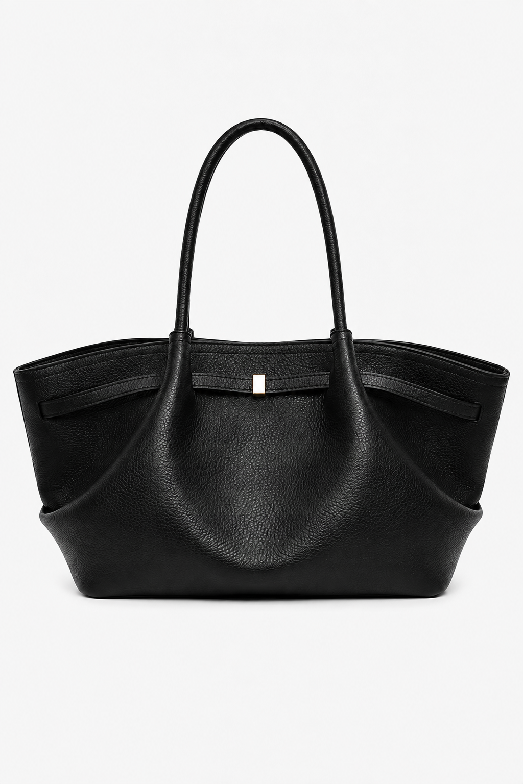 Black Pebbled Faux Leather Tote Bag
