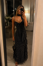 Polka Dot Halter Maxi Dress