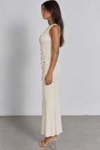 Sleeveless Button-Front Midi Dress