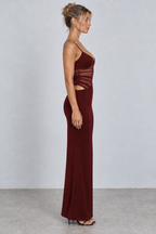 Plunge Mesh Cutout Maxi Dress