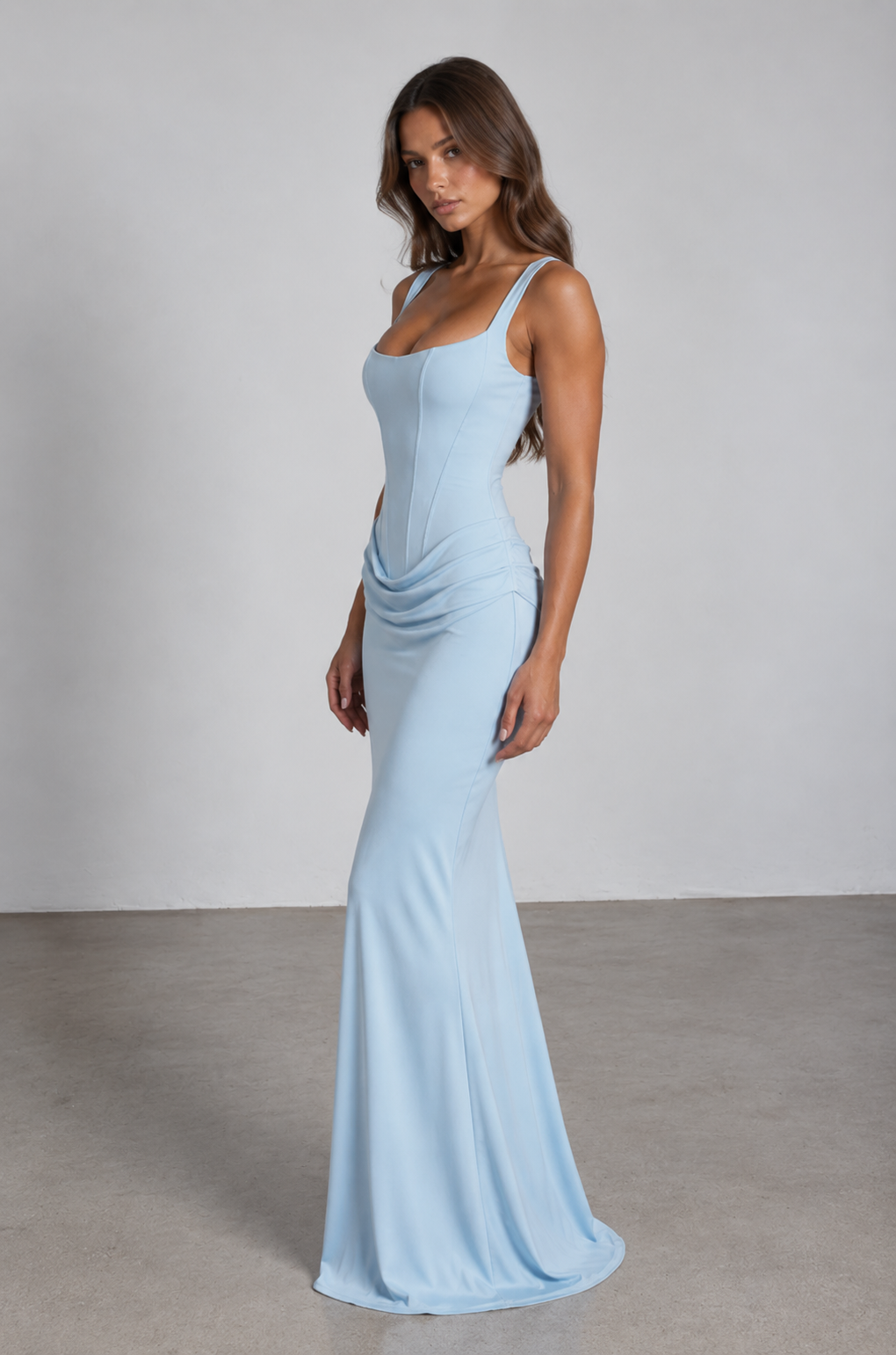 Corset Ruched Maxi Dress